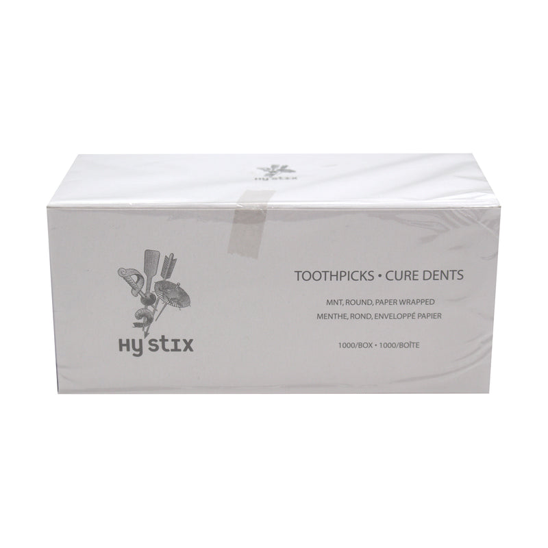 Hy Stix Mint Round Toothpicks, Paper Wrapped, 1000 CT
