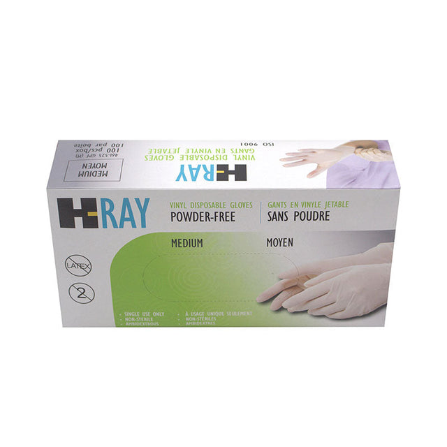 H-Ray Powder-Free Vinyl Gloves, Medium, 10 BX