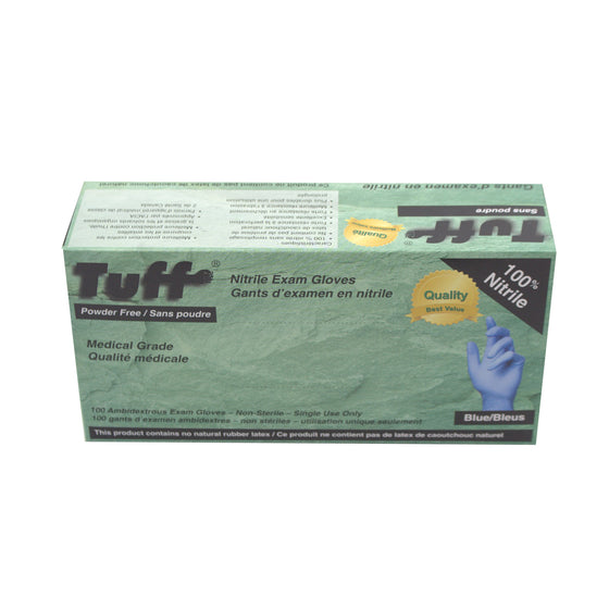 Tuff Powder-Free Nitrile Medical Gloves, Medium, 10 BX