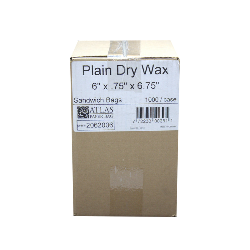 2062006 Plain Dry Wax Sandwich Bag, 1000 CT