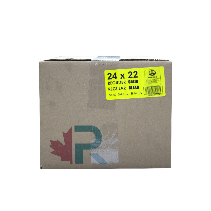 R 24x22 Regular Clear Garbage Bag, 500 CT