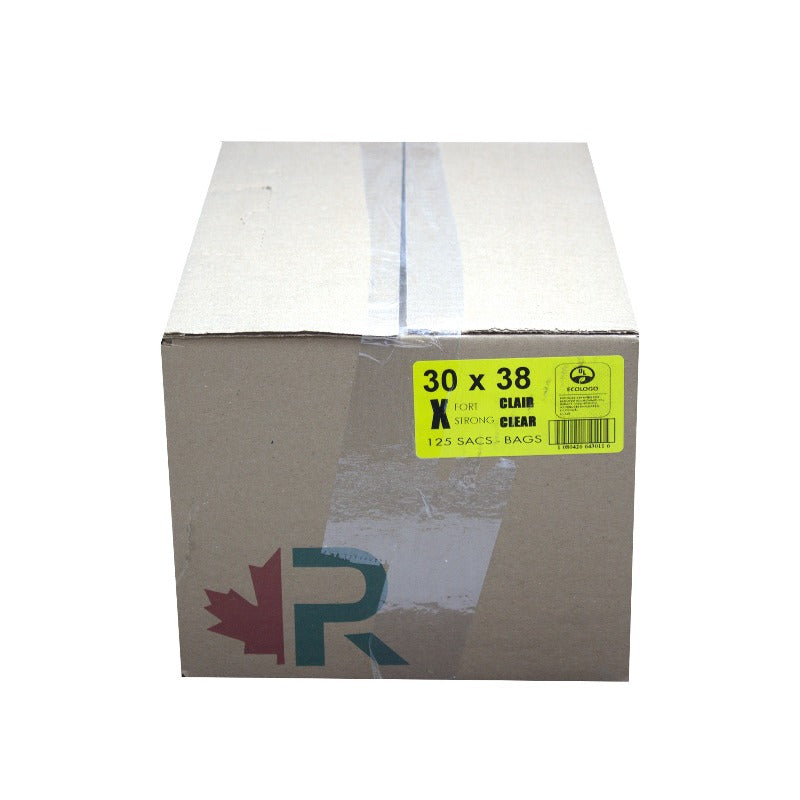 R 30x38 Ex-Strong Clear Garbage Bag, 125 CT