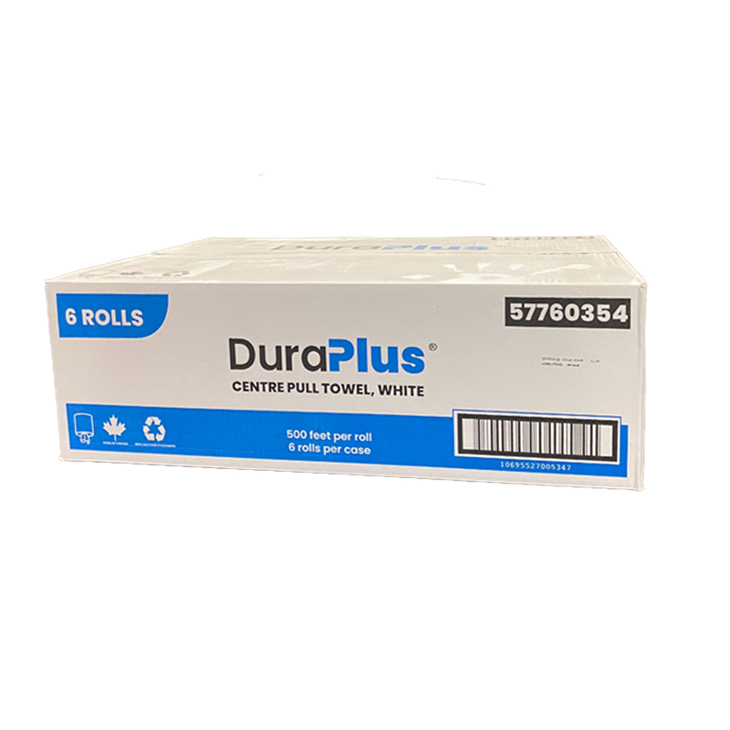 DuraPlus 57760354 Center Pull White Towels, Case (6x500's)