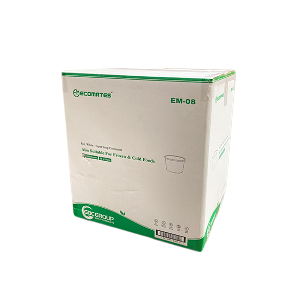 EcoMates EM-08, 8oz White Paper Container (1000's)