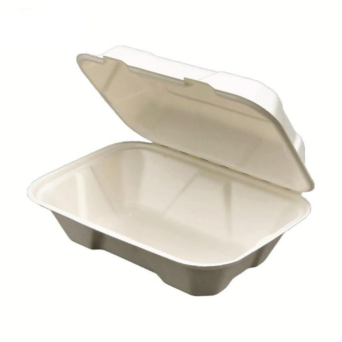 Solo HC9CSC2050 Bare Eco-Forward Bagasse Hinged Lid Takeout Containers, 3  Compartment, 9.6 x 9.4 x 3.2, Ivory - 200 / Case