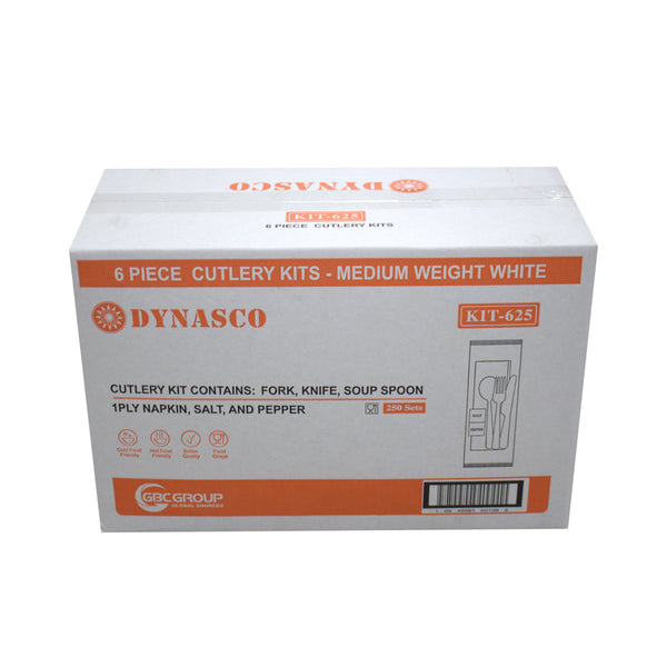 Dynasco KIT-625 6-PC Medium Weight Cutlery Kit, 250 CT