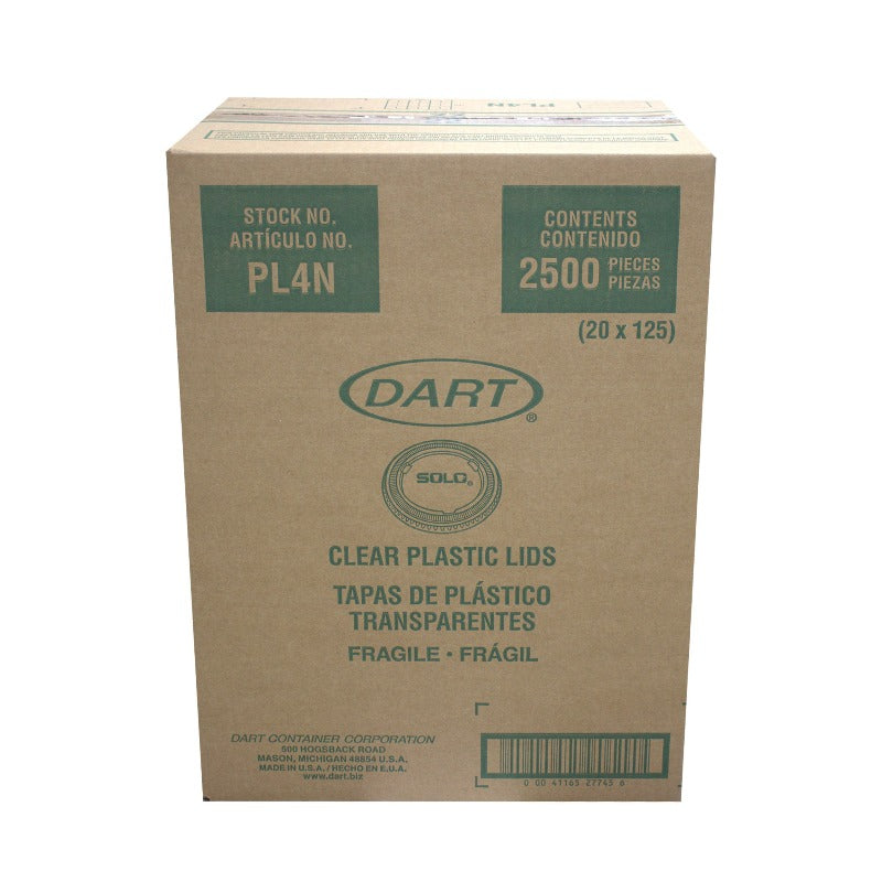 Dart PL4N Clear Plastic Lid, 2500 CT