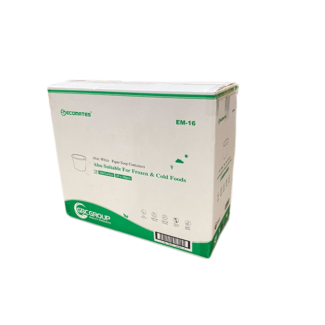 EcoMates EM-16, 16oz White Paper Container (500's)