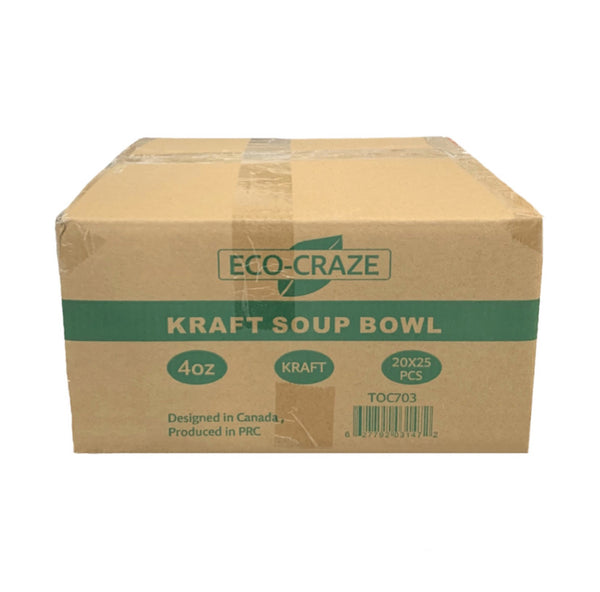 Eco-craze TOC703 4oz Kraft Soup Bowl, 500 Counts