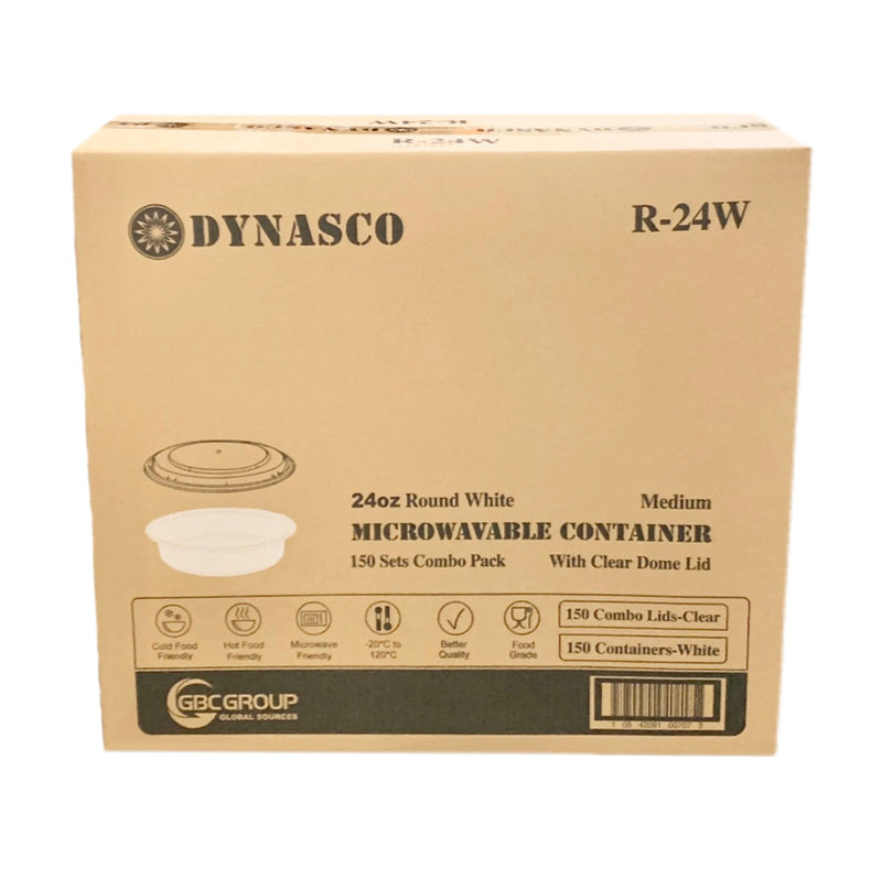 Dynasco R-24W 24oz. Round Container Combo, 150 SETS