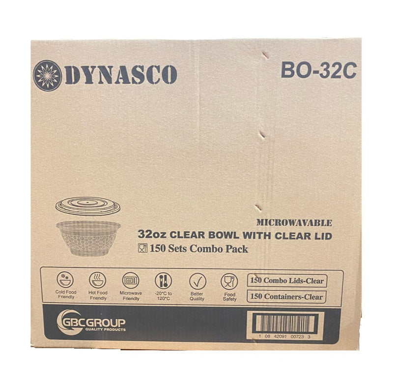 Dynasco BO-32C (32oz) Clear Bowl Combo, Case (150 SETS)
